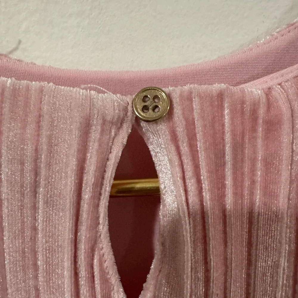 Cat & Jack Toddler Girl's Pleated Pink Velvet Holiday Dress Christmas Size 3T